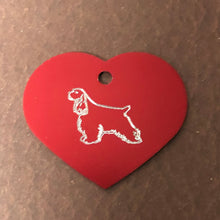 Load image into Gallery viewer, Cocker Spaniel, Large Heart Aluminum Tag, Personalized Diamond Engraved, For Cat Tag, Dog Tag, ID Tag, Bags, Backpacks, Key Chain, CARAPLHT