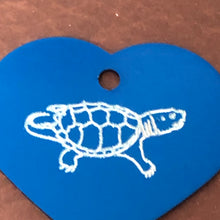 Load image into Gallery viewer, Turtle, Tortoise Large Heart Aluminum Tag, Personalized Diamond Engraved, For Cat Tag, Dog Tag, ID Tag, Bags, Backpacks, Key Chain CA!APLHT