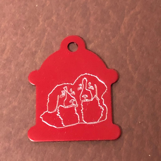 Two Dogs, Large Fire Hydrant Aluminum Tag, Personalized Diamond Engraved, Puppy Tag, Dog Tag, Tag for Dog Collar Lost Dog ID, CAXPALHYT
