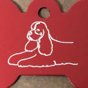 Cocker Spaniel Dog, Large Bone Tag, Aluminum Personalized Diamond Engraved, Dog Tag, Pet Tag, ID Tags, For Dog Collar, Puppy Tag, CABAPLBT
