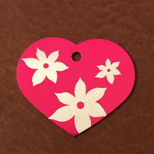 Load image into Gallery viewer, Lily Floral Print Large Pink Heart Personalized Aluminum Tag, Diamond Engraved, Key Chain, Keychain, For Lost Keys LFPLPH