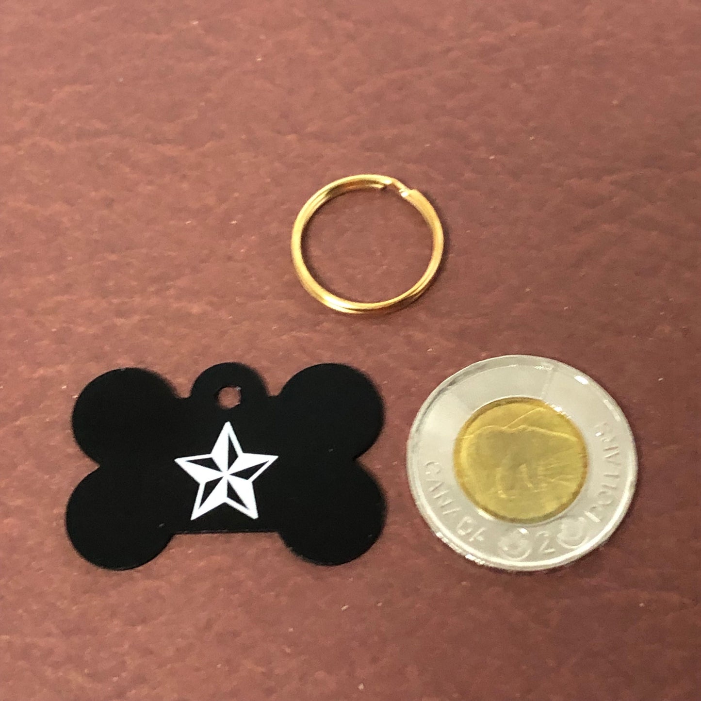 Nautical Star, Large Black Bone Tag, Personalized Aluminum Tag, Diamond Engraved, Dog Tag, Puppy For Dog Collar, Lost Dog ID, NSLBB
