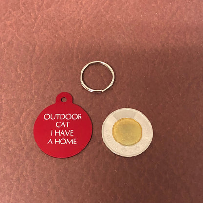 Outdoor Cat I Have a Home Large Circle Aluminum Tag Personalized Diamond Engraved Cat ID Tags, For Cat Collar, Lost Cat ID, OCIHAHLC