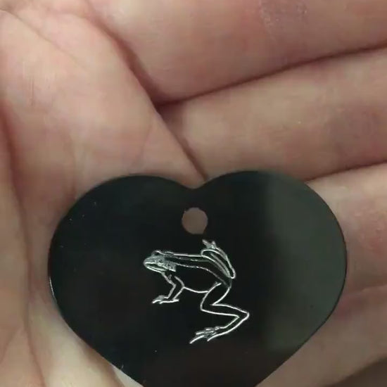 Frog, Toad, Amphibians, Large Heart Aluminum Tag, Personalized Diamond Engraved, For Cat, Dog, ID Tag, Bags, Backpacks, Key Chain CA3APLHT