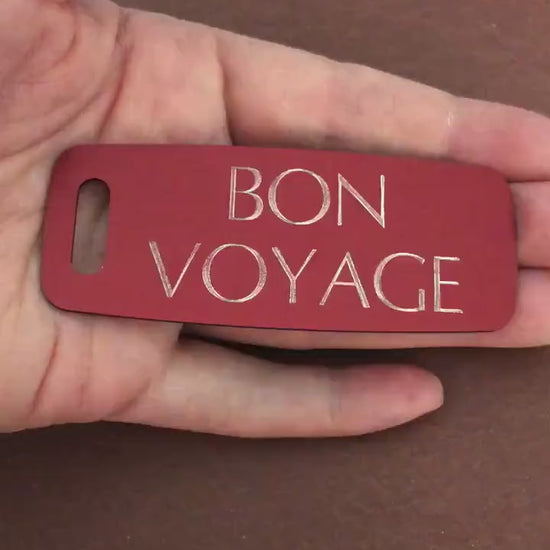 Bon Voyage Aluminum Personalized Luggage Tag Diamond Engraved Perfect For Carry-on, Backpacks And Suitcases, BVAAPLT