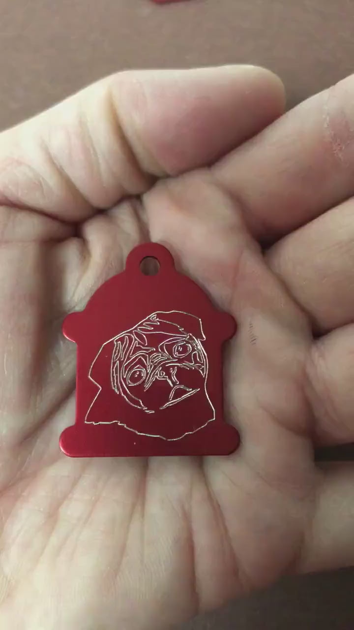 Dog, Large Fire Hydrant Aluminum Tag, Personalized Diamond Engraved, Puppy Tag, Dog Tag, Tag for Dog Collar Lost Dog ID, CAGPALHYT