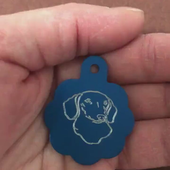 Dog, Large Blue Rosette Tag, Personalized Aluminum Tag, Diamond Engraved, Dog Cat Tag ID Tag Kitty Tag Puppy Tag CAQALBRT