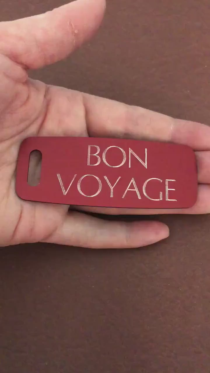 Bon Voyage Aluminum Personalized Luggage Tag Diamond Engraved Perfect For Carry-on, Backpacks And Suitcases, BVAAPLT