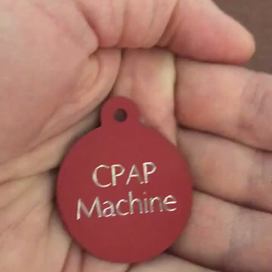 CPAP Machine Large Circle Aluminum Tag Personalized Diamond Engraved Tag Keychain CPAPLAC