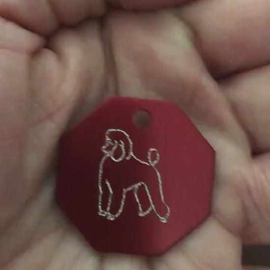 Poodle, Dog, Large Stop Sign, Personalized Aluminum Tag Diamond Engraved Tag ID For Bags, Key Chains. CAFAPLSS