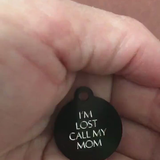 I'm Lost Call My Mom, Small Circle Aluminum Tag, Personalized Diamond Engraved Cat Tag, Cat ID Tag, Kitty Tag, For Cat Collar ILCMYSC