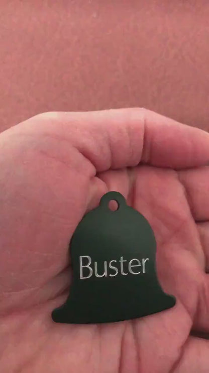 Large Green Bell Personalized Aluminum Tag Diamond Engraved Dog Cat Tag ID Tag Kitty Tag Puppy Tag For Backpacks, Bags Collars Key Chains