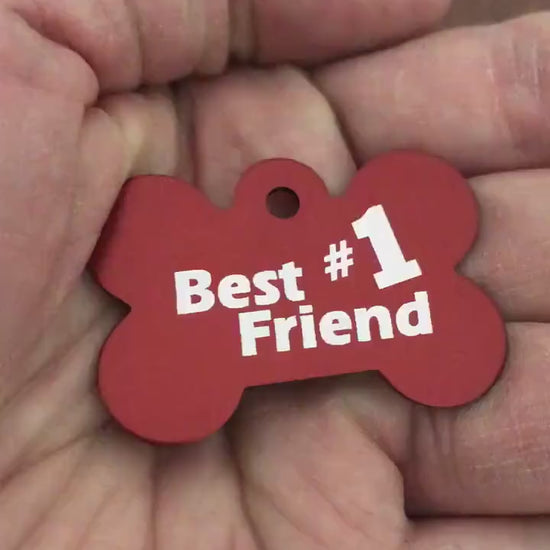 Best Friend #1, Large Red Bone, Personalized Aluminum Tag, Diamond Engraved, Dog Tag, Puppy Tag, For Dog Collar, For Puppy Collar, BFN1LRB