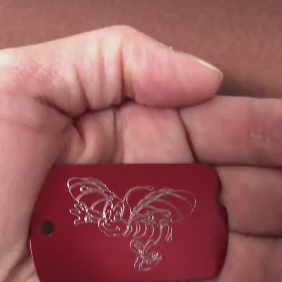 Bumblebee, Bee, Honey Bee, Personalized Aluminum Dog Tag, ID Tag Diamond Engraved, For Backpacks, Equipment Bags, Key Chains, CAiAMI