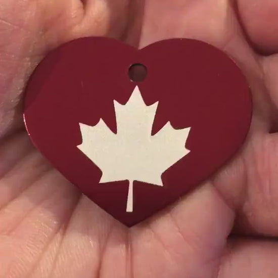 Large Maple Leaf, Heart Aluminum Tag Diamond Engraved, Personalized Dog Tag, Cat Tag, Person ID Tags For Bags, Backpacks, Collars Purses