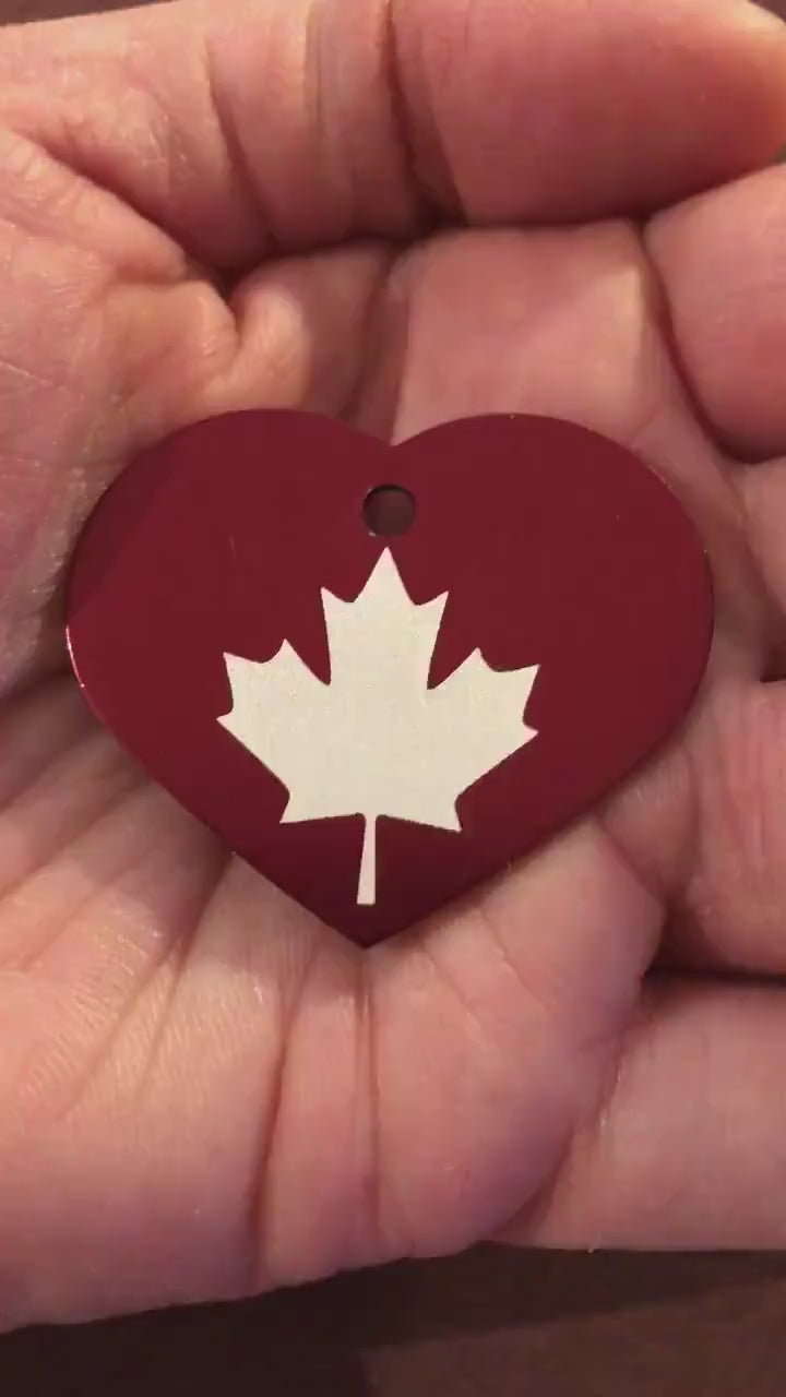 Large Maple Leaf, Heart Aluminum Tag Diamond Engraved, Personalized Dog Tag, Cat Tag, Person ID Tags For Bags, Backpacks, Collars Purses