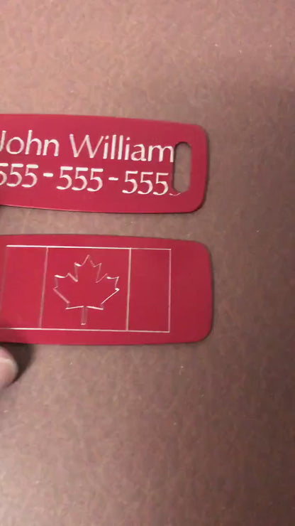 Canadian Flag, Aluminum Personalized Luggage Tag, Diamond Engraved, Perfect For Carry-on, Backpacks And Suitcases, CA2APLT2
