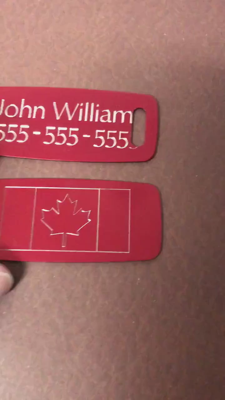 Canadian Flag, Aluminum Personalized Luggage Tag, Diamond Engraved, Perfect For Carry-on, Backpacks And Suitcases, CA2APLT2