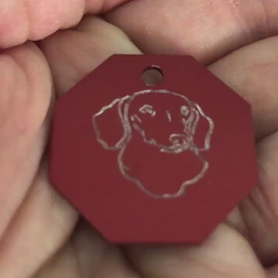 Dog, Large Stop Sign, Personalized Aluminum Tag Diamond Engraved Tag ID For Bags, Key Chains. CAQAPLSS
