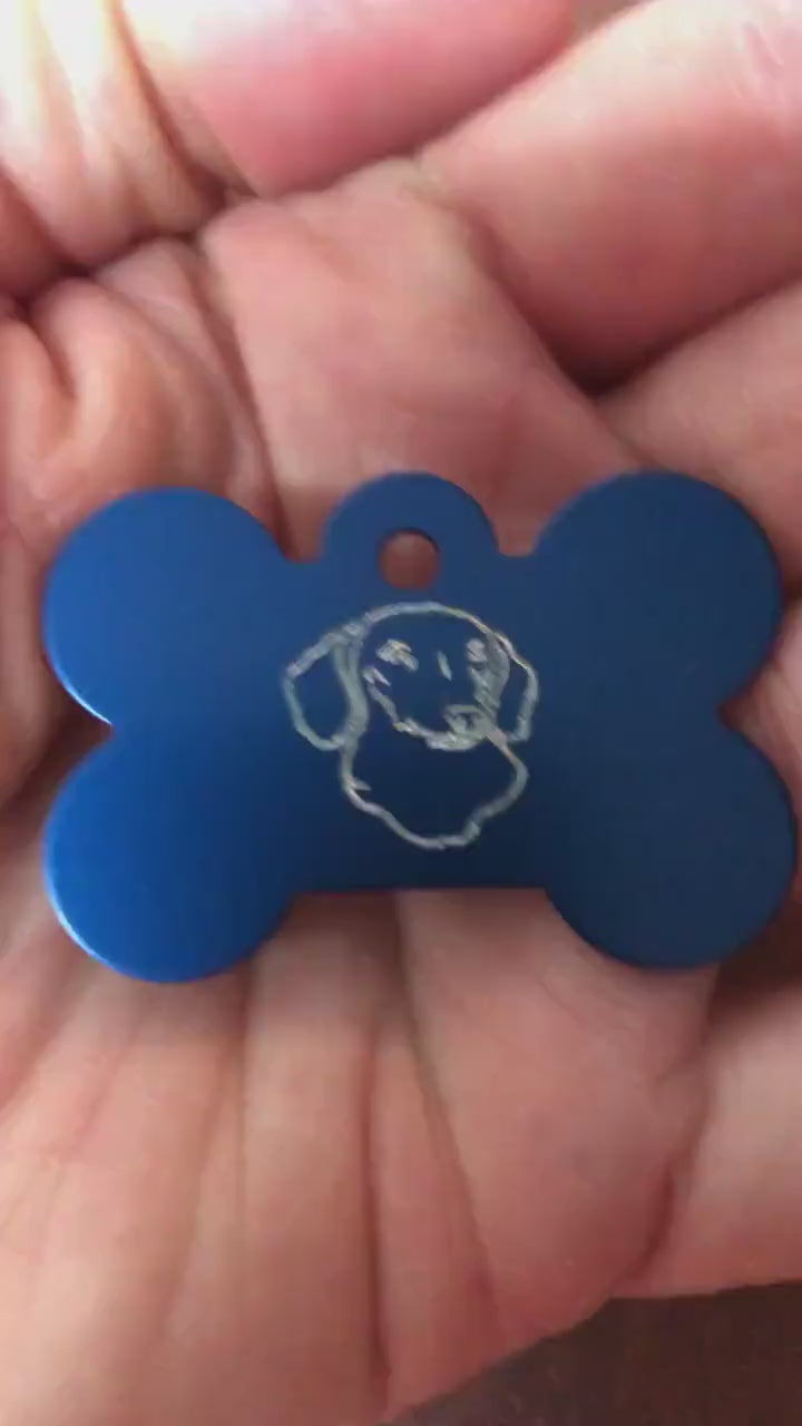 Dog, Large Bone Tag, Aluminum Personalized Diamond Engraved, Dog Tag, Pet Tag, ID Tags, For Dog Collar, Puppy Tag, CAPAPLBT