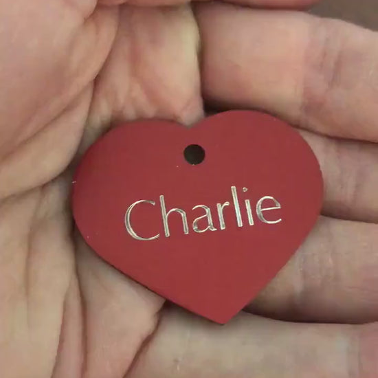 Large Heart Aluminum Tag Personalized Diamond Engraved Pet Tag Cat Tag Dog Tag Personal ID Tag For Bags, Backpacks, Key Chains and Collars.