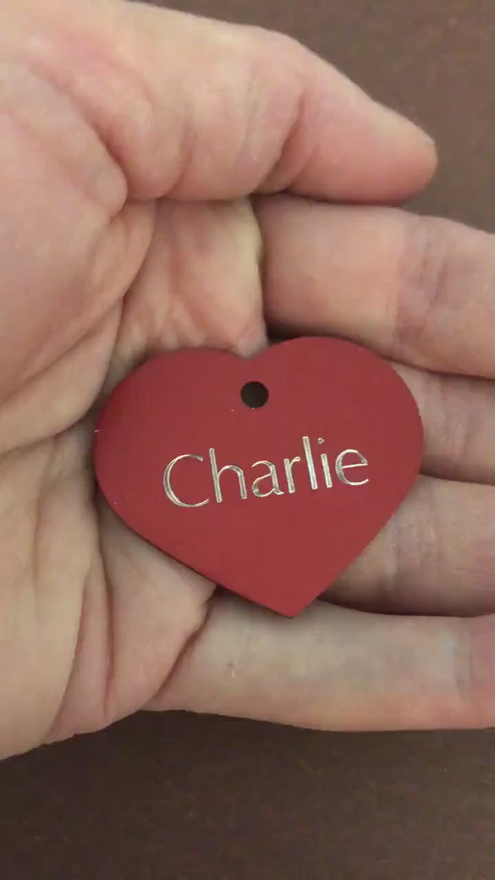 Large Heart Aluminum Tag Personalized Diamond Engraved Pet Tag Cat Tag Dog Tag Personal ID Tag For Bags, Backpacks, Key Chains and Collars.