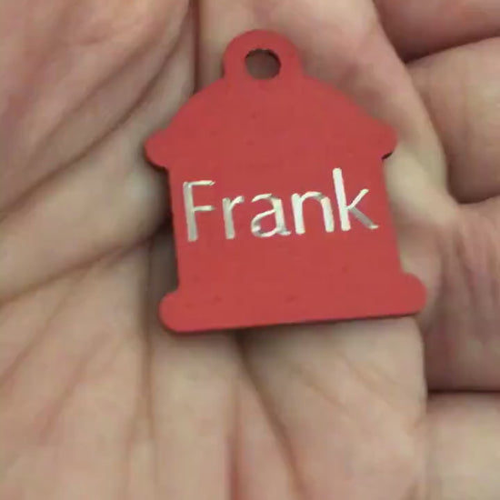 Small Fire Hydrant, Aluminum Tag, Personalized Diamond Engraved Available, in Gold Or Red, Puppy Tag, Cat Tag, Dog Tag, ID Tags, Pet Tags,