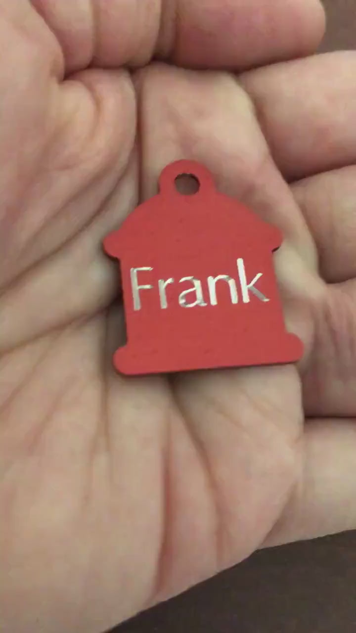 Small Fire Hydrant, Aluminum Tag, Personalized Diamond Engraved Available, in Gold Or Red, Puppy Tag, Cat Tag, Dog Tag, ID Tags, Pet Tags,