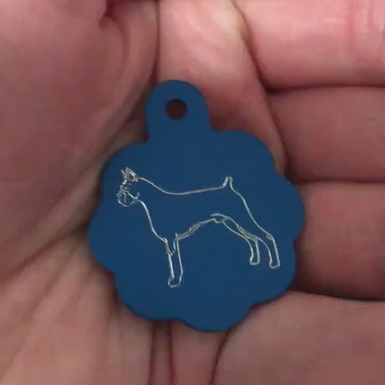 Dog, Large Blue Rosette Tag, Personalized Aluminum Tag, Diamond Engraved, For Dog Cat Tag ID Tag Kitty Tag Puppy Tag CAbALBRT