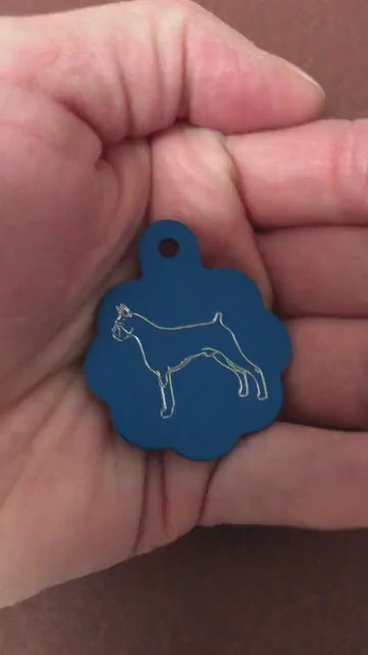Dog, Large Blue Rosette Tag, Personalized Aluminum Tag, Diamond Engraved, For Dog Cat Tag ID Tag Kitty Tag Puppy Tag CAbALBRT