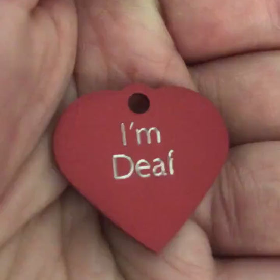 I'm Deaf, Small Heart Aluminum Tag, Personalized Diamond Engraved, Pet Tag, Cat Tag, Dog Tag, Personal ID Tag, For Collars, Key Chains IMDSH
