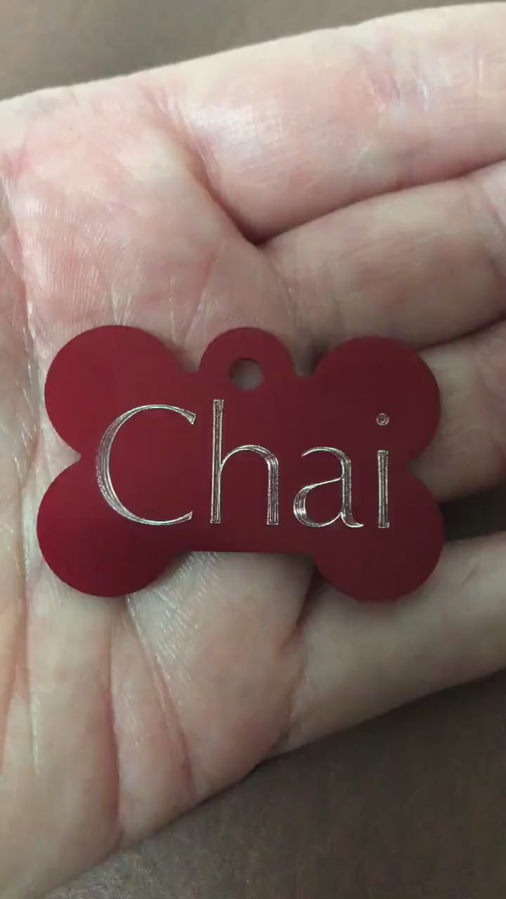 Large Bone, Aluminum Tag, Personalized Diamond Engraved, Dog Tag, Cat Tag, ID Tags For Collars, For Dog Collars,