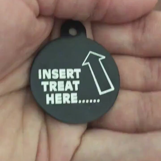 Insert Treat here Large Circle Tag Black Personalized Aluminum Tag Diamond Engraved Dog Tag Cat Tag Animal Tag Kitty Tag Puppy, ITHLBC