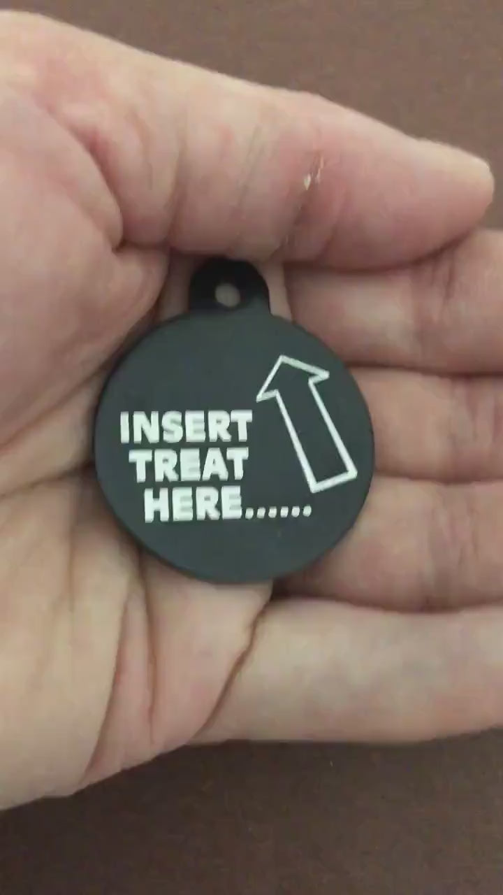 Insert Treat here Large Circle Tag Black Personalized Aluminum Tag Diamond Engraved Dog Tag Cat Tag Animal Tag Kitty Tag Puppy, ITHLBC