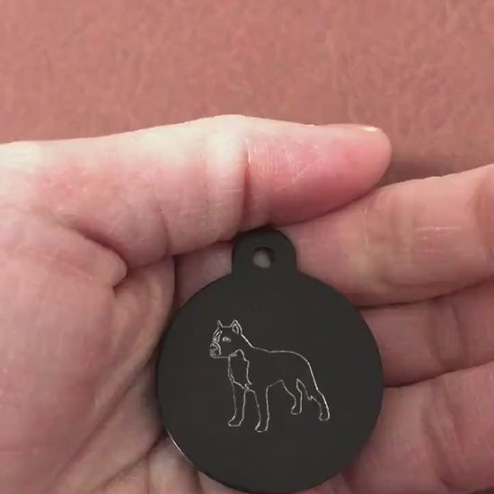 Dog, Large Circle Aluminum Tag Personalized Diamond Engraved, Perfect for Bags, Backpacks, Key Chains, Suitcases, CAVAPLCT2