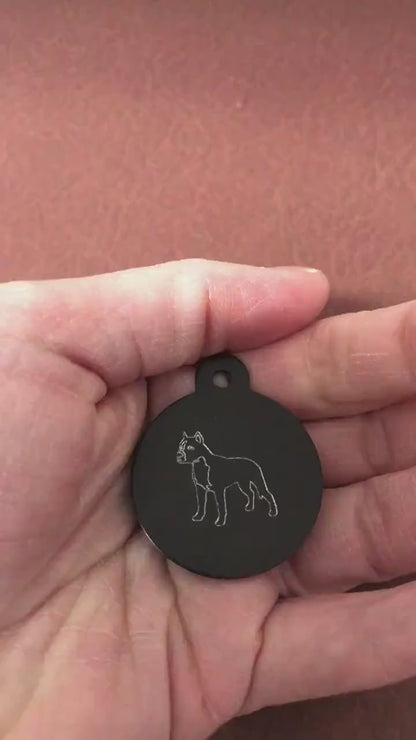 Dog, Large Circle Aluminum Tag Personalized Diamond Engraved, Perfect for Bags, Backpacks, Key Chains, Suitcases, CAVAPLCT2