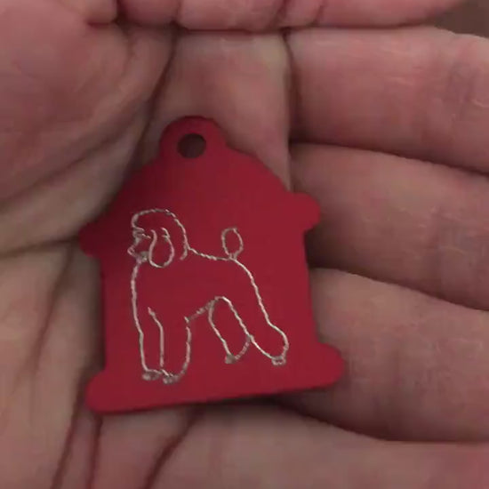 Poodle, Large Fire Hydrant Aluminum Tag, Personalized Diamond Engraved, Puppy Tag, Dog Tag, Tag for Dog Collar Lost Dog ID, CAFPALHYT