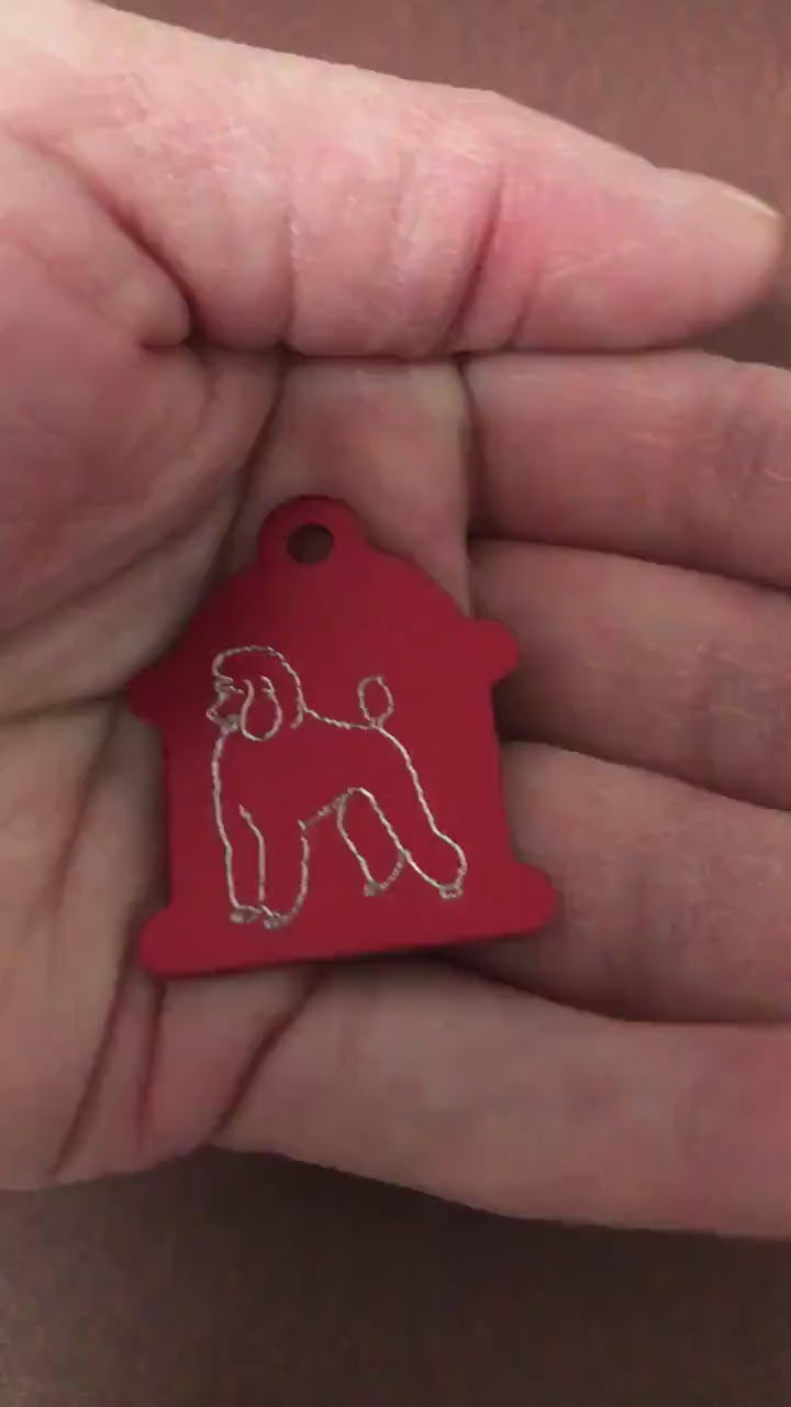 Poodle, Large Fire Hydrant Aluminum Tag, Personalized Diamond Engraved, Puppy Tag, Dog Tag, Tag for Dog Collar Lost Dog ID, CAFPALHYT