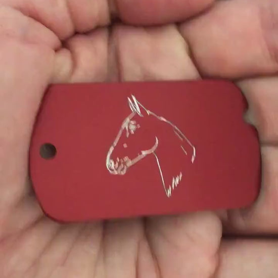 Horse Personalized Aluminum  ID Tag Diamond Engraved, Carry-on, Backpacks, Equipment Bags, Key Chains, Suitcases, CAMAMI
