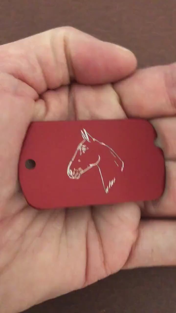 Horse Personalized Aluminum  ID Tag Diamond Engraved, Carry-on, Backpacks, Equipment Bags, Key Chains, Suitcases, CAMAMI