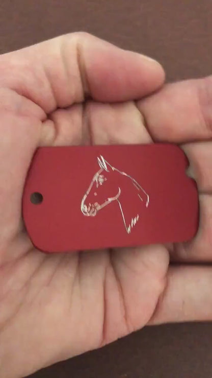 Horse Personalized Aluminum  ID Tag Diamond Engraved, Carry-on, Backpacks, Equipment Bags, Key Chains, Suitcases, CAMAMI