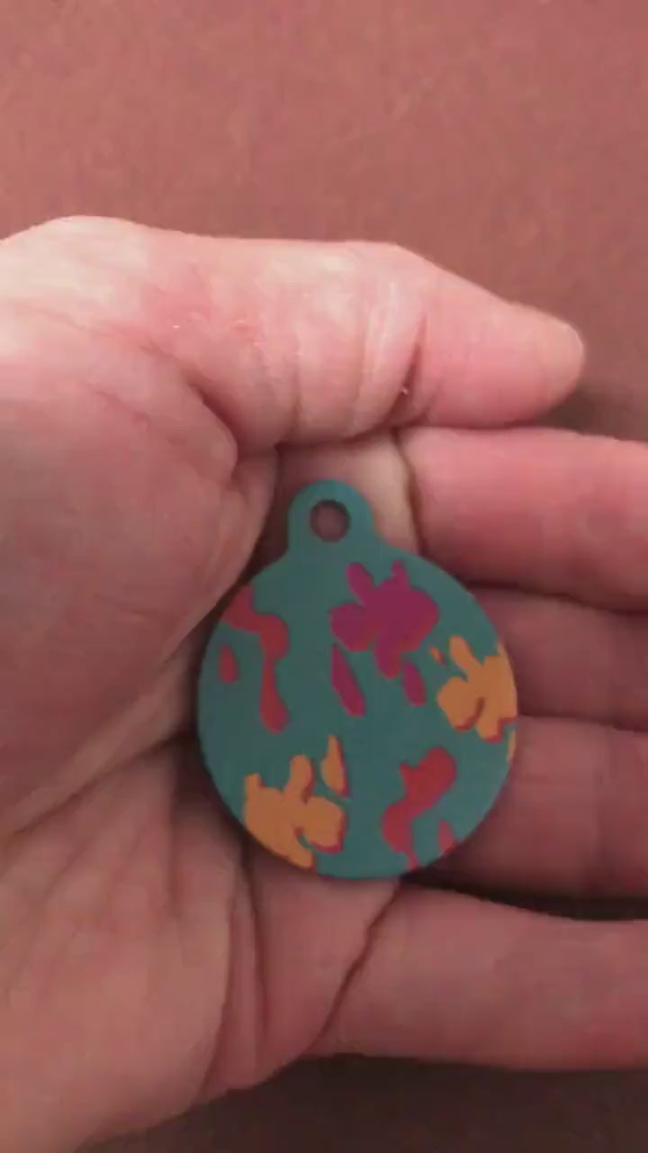 Wet Paint Dog Tag Large Circle Tag Personalized Aluminum Tag Diamond Engraved Puppy Tag