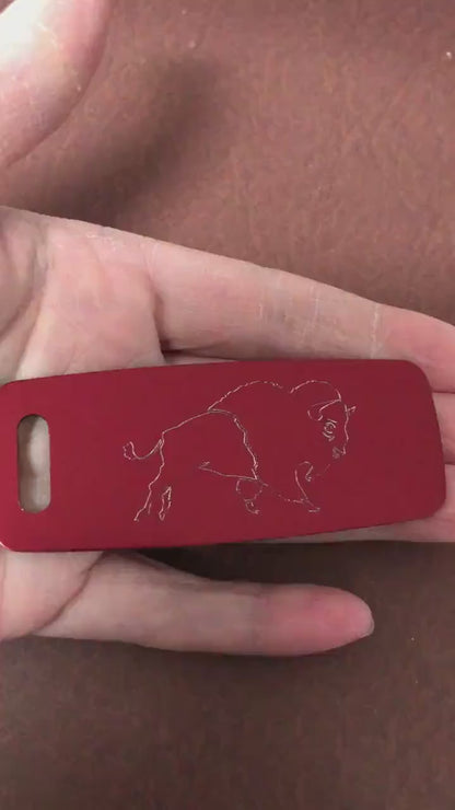 Bison, Buffalo, Aluminum Personalized Luggage Tag, Diamond Engraved, Perfect For Carry-on, Backpacks And Suitcases, CAiAPLT