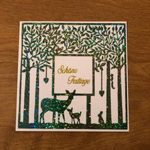 Load image into Gallery viewer, Deutsche Karten Hirsche Schone Festtage Weihnachtskarte Handgemacht Deer in The Woods German Christmas Card Handmade