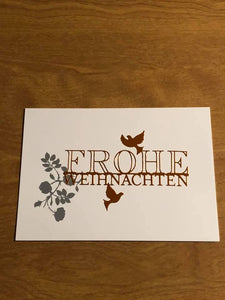 Frohe Weihnachten Vogel Deutsche Karten Handgemacht German Bird Christmas Card Handmade