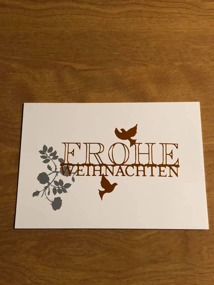 Frohe Weihnachten Vogel Deutsche Karten Handgemacht German Bird Christmas Card Handmade