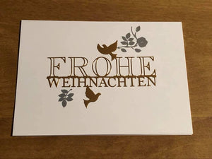 Frohe Weihnachten Vogel Deutsche Karten Handgemacht German Bird Christmas Card Handmade
