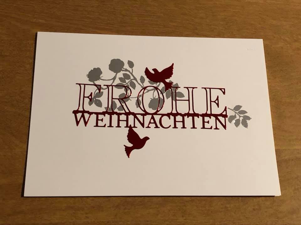 Frohe Weihnachten Vogel Deutsche Karten Handgemacht German Bird Christmas Card Handmade