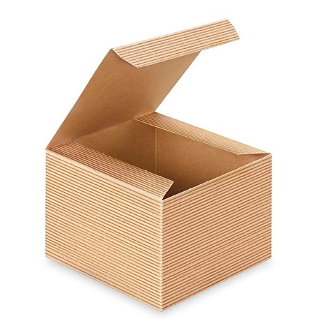 5" x 5" x 3 1/2" Kraft Pinstripe Gift Boxes