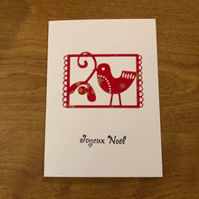 Load image into Gallery viewer, Joyeux Noël Carte De Noël Français Fait Main Bonnes Fêtes Colombe Handmade French Merry Christmas Dove Christmas Card